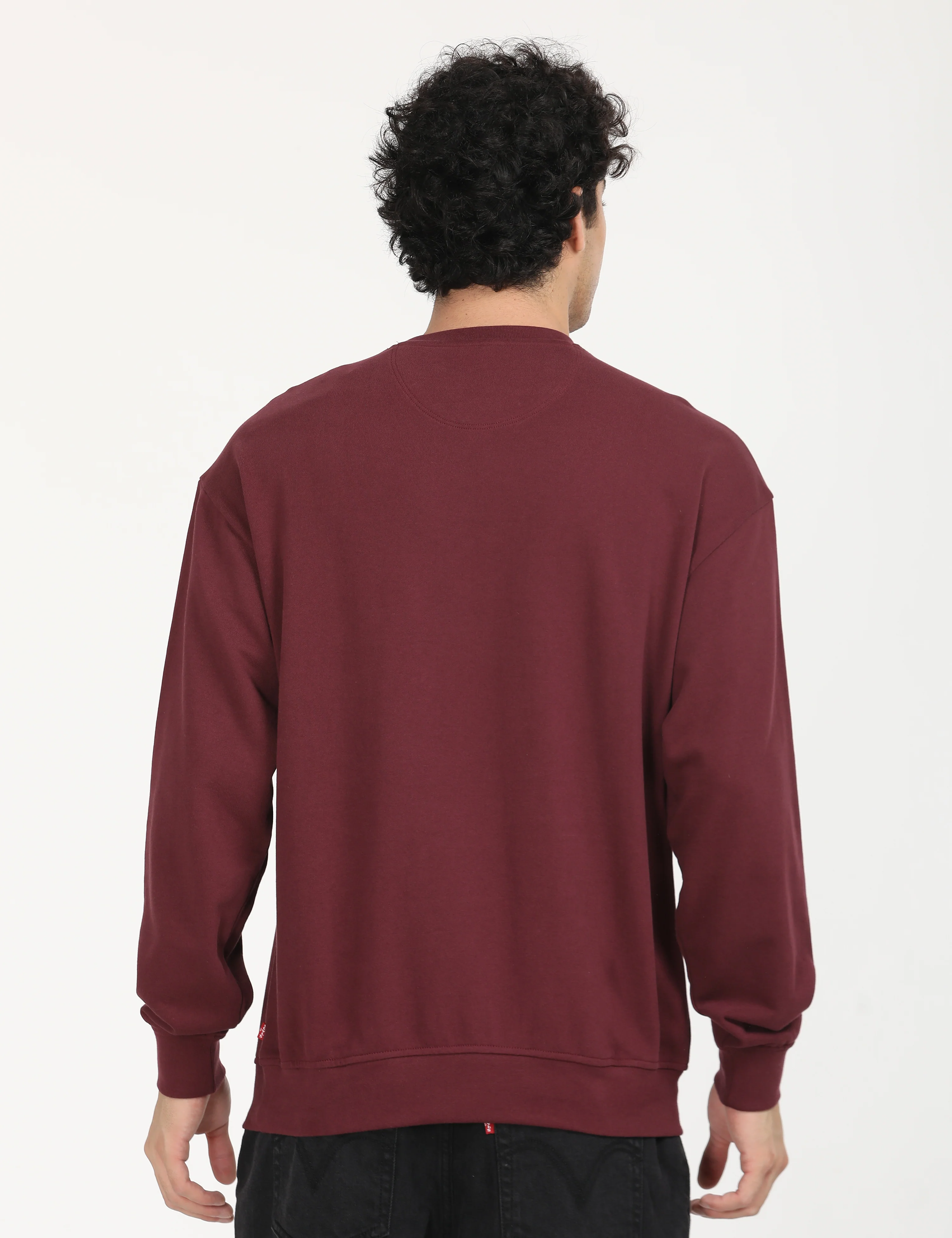 Men's Solid Red Crew Neck Sweatshirt - Image 3