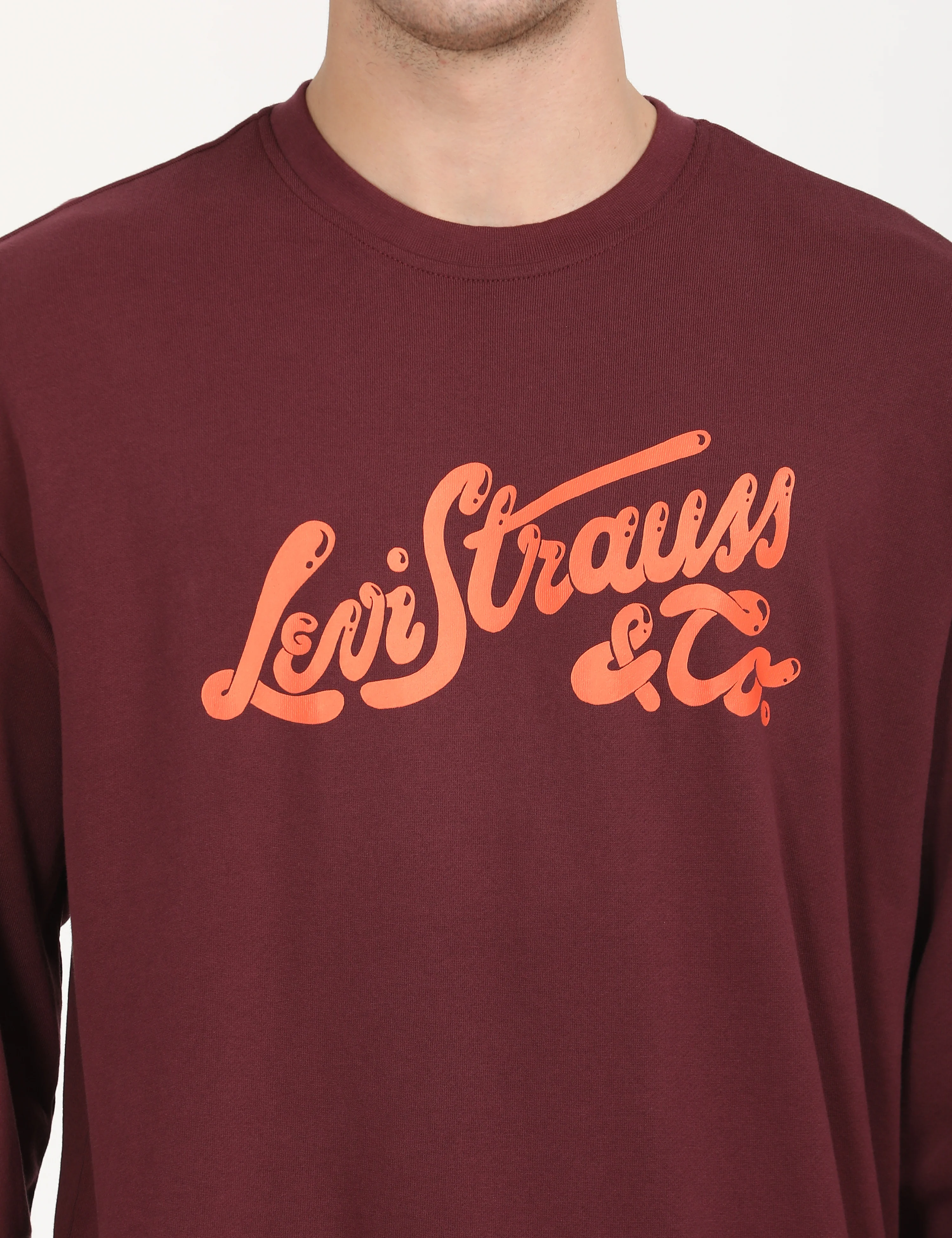 Men's Solid Red Crew Neck Sweatshirt - Image 4