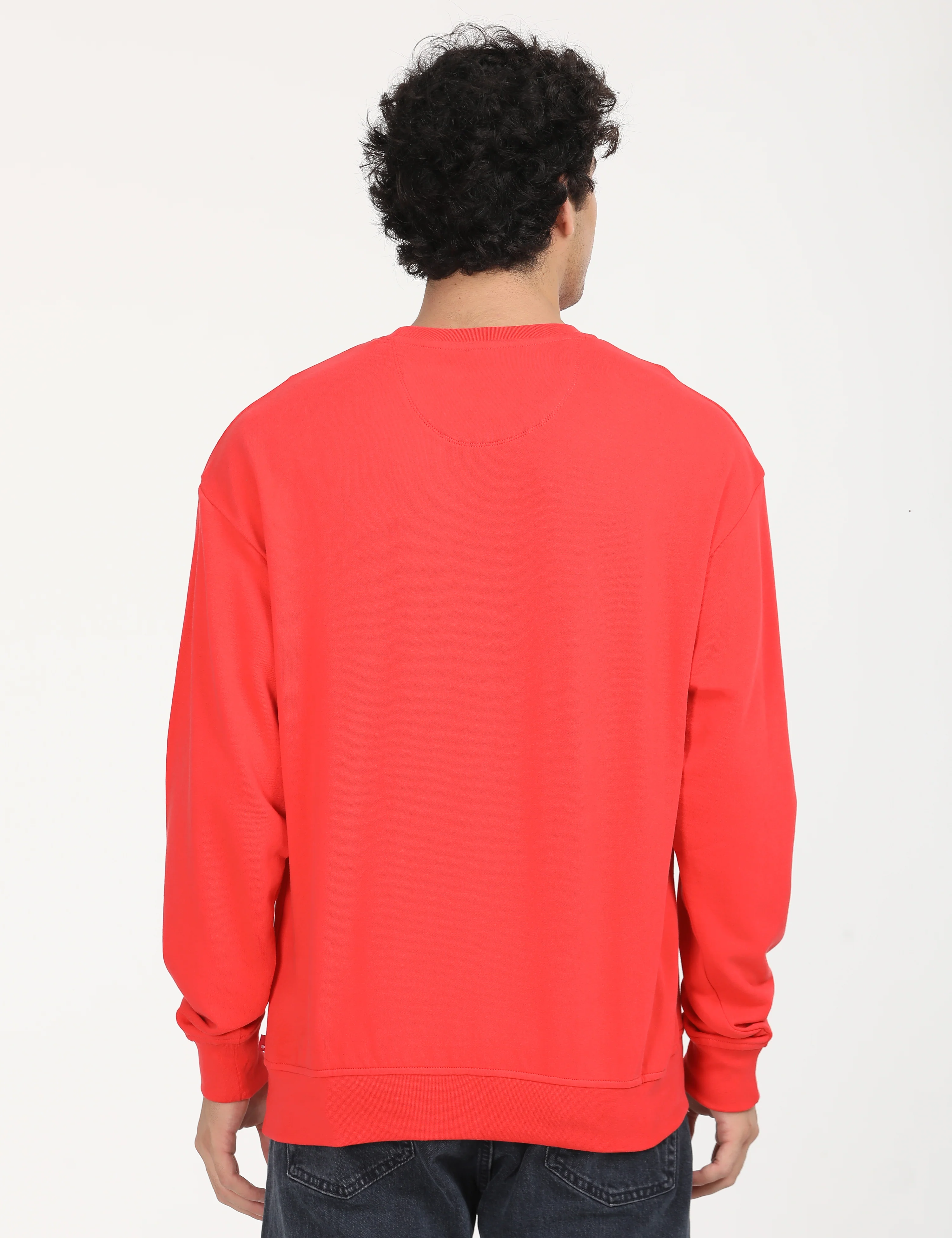 Men's Solid Red Crew Neck Sweatshirt - Image 4