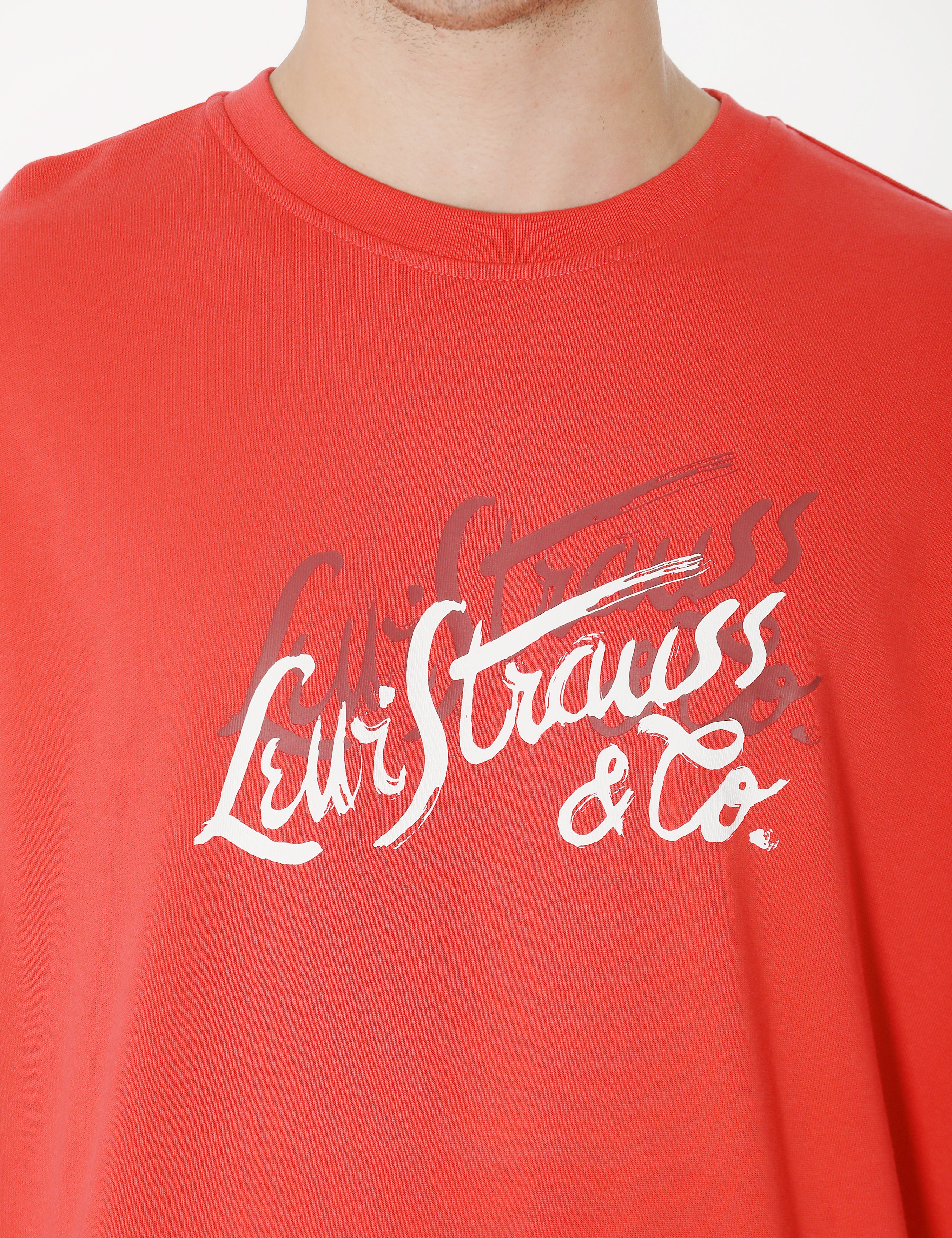 Men's Solid Red Crew Neck Sweatshirt - Image 5