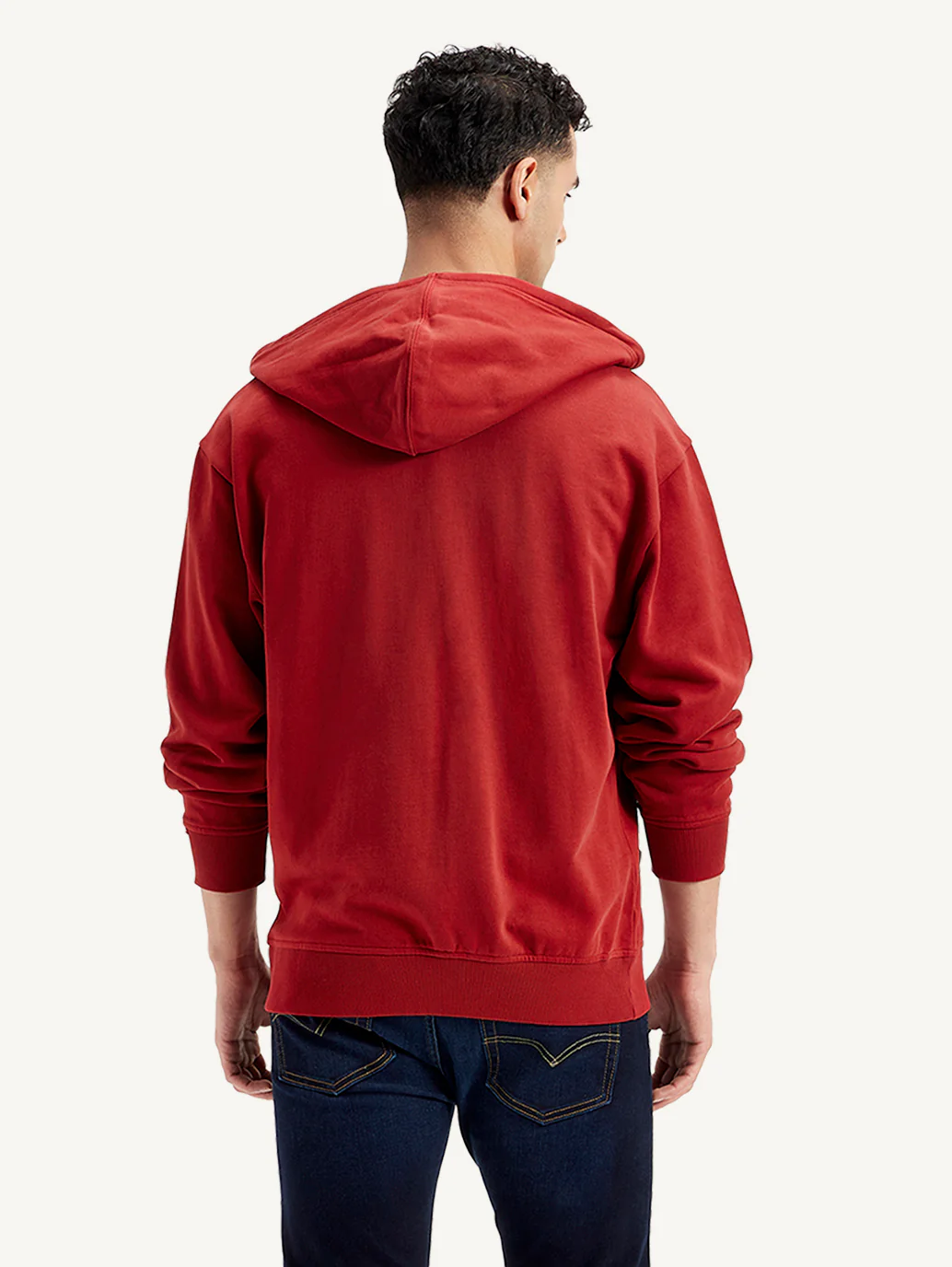 Men's Solid Red Hooded Sweatshirt - Image 5