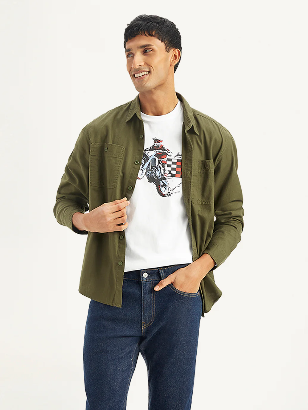Men's Solid Slim Fit Denim Shirt - Image 2