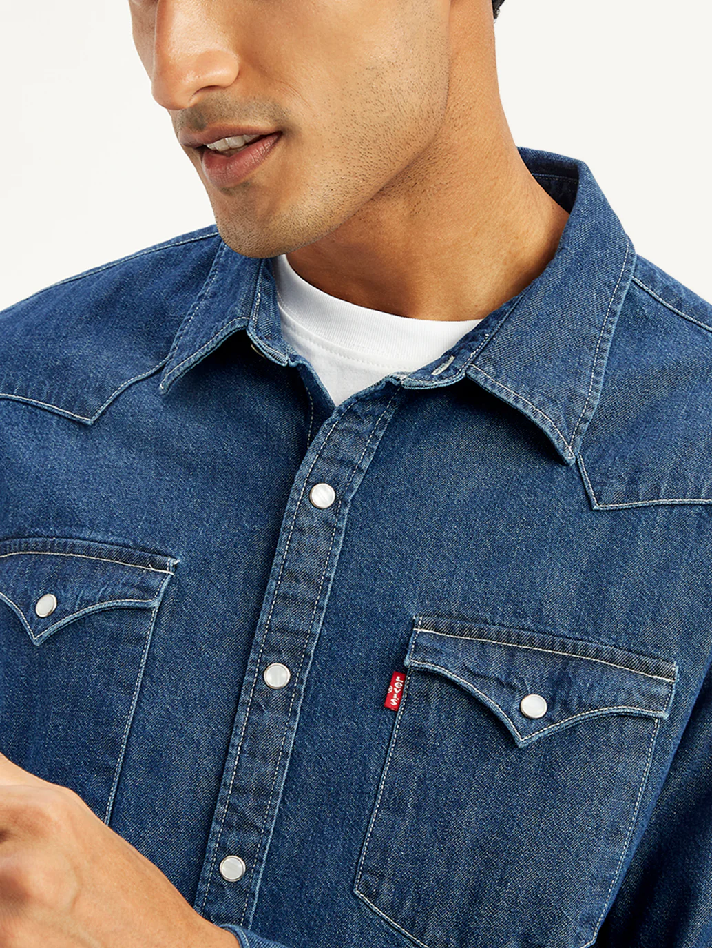 Men's Solid Slim Fit Denim Shirt - Image 5