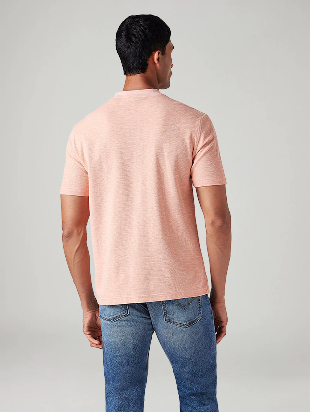 Men's Solid Regular Fit Ribbed T-Shirt - Image 2