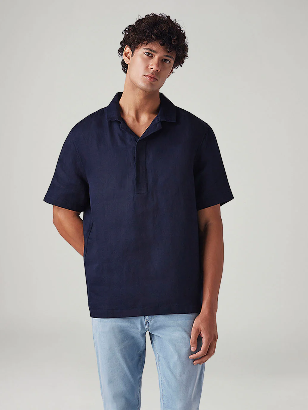 Men's Solid Relaxed Fit Linen Shirt