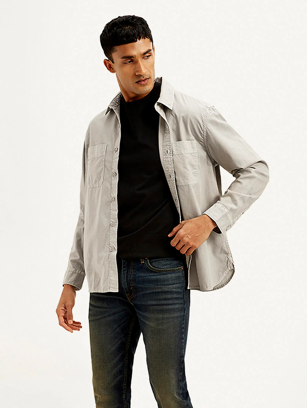 Men's Solid Overdyed Loose Fit Shirt