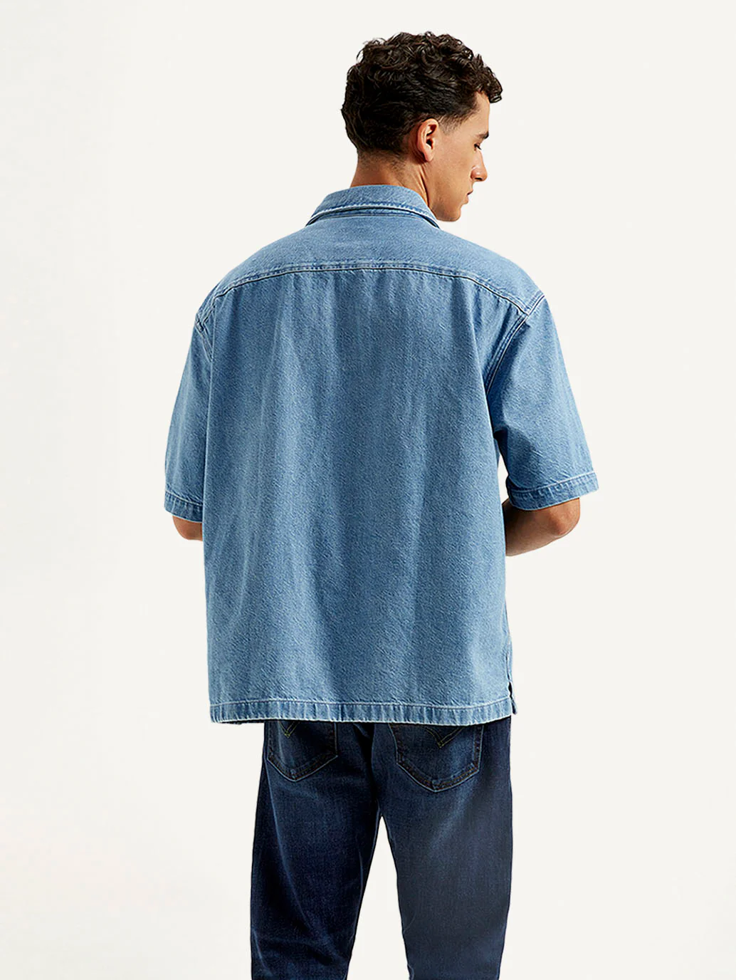 Men's Resort Collar Solid Oversized Shirt - Image 3