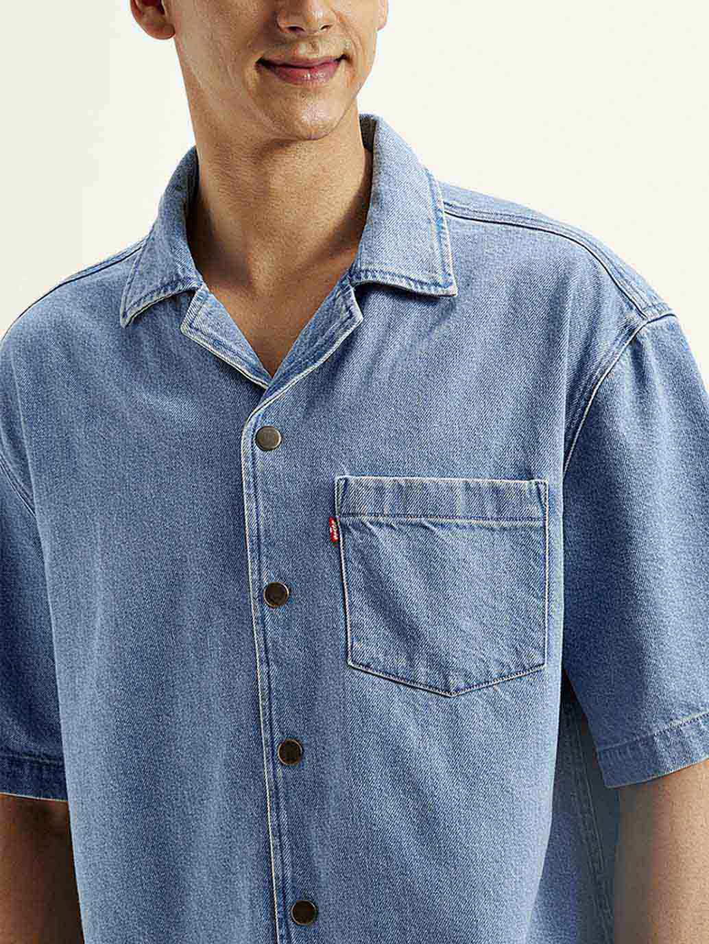 Men's Resort Collar Solid Oversized Shirt - Image 4