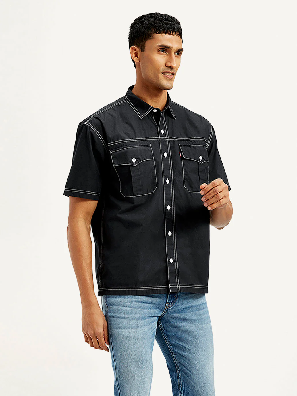 Men's Solid Loose Fit Utility Shirt - Image 4