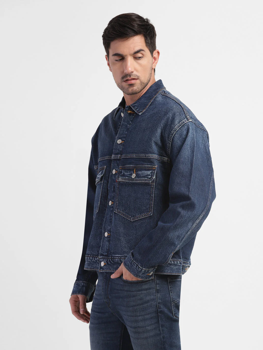 Men's Solid Spread Collar Jacket - Image 4