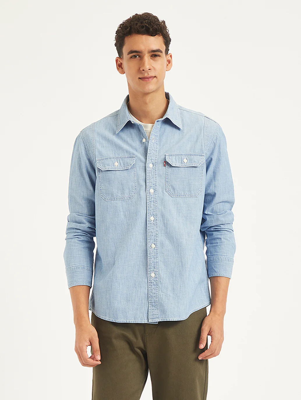 Men's Solid Slim Fit Denim Shirt - Image 3
