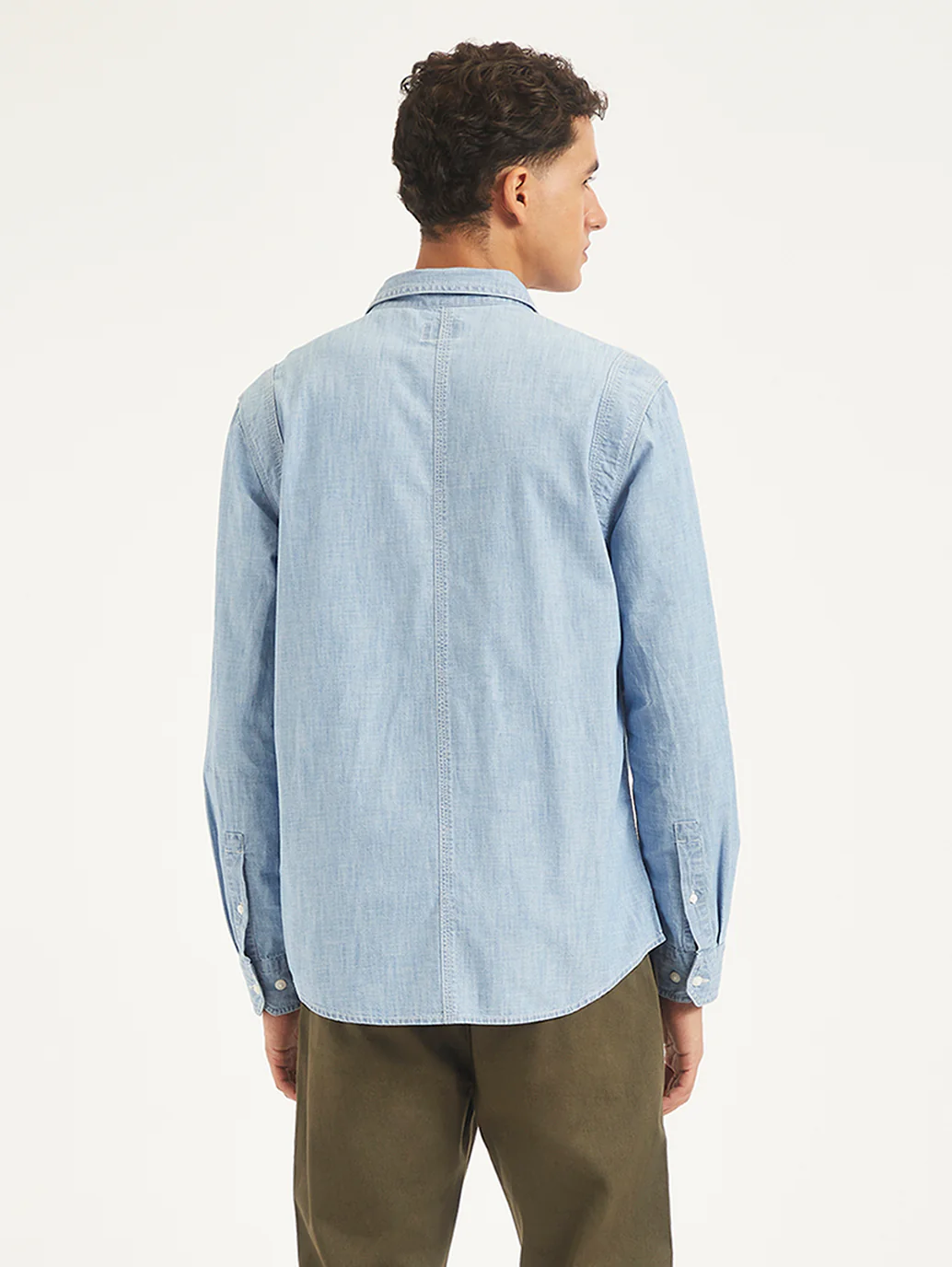 Men's Solid Slim Fit Denim Shirt - Image 4