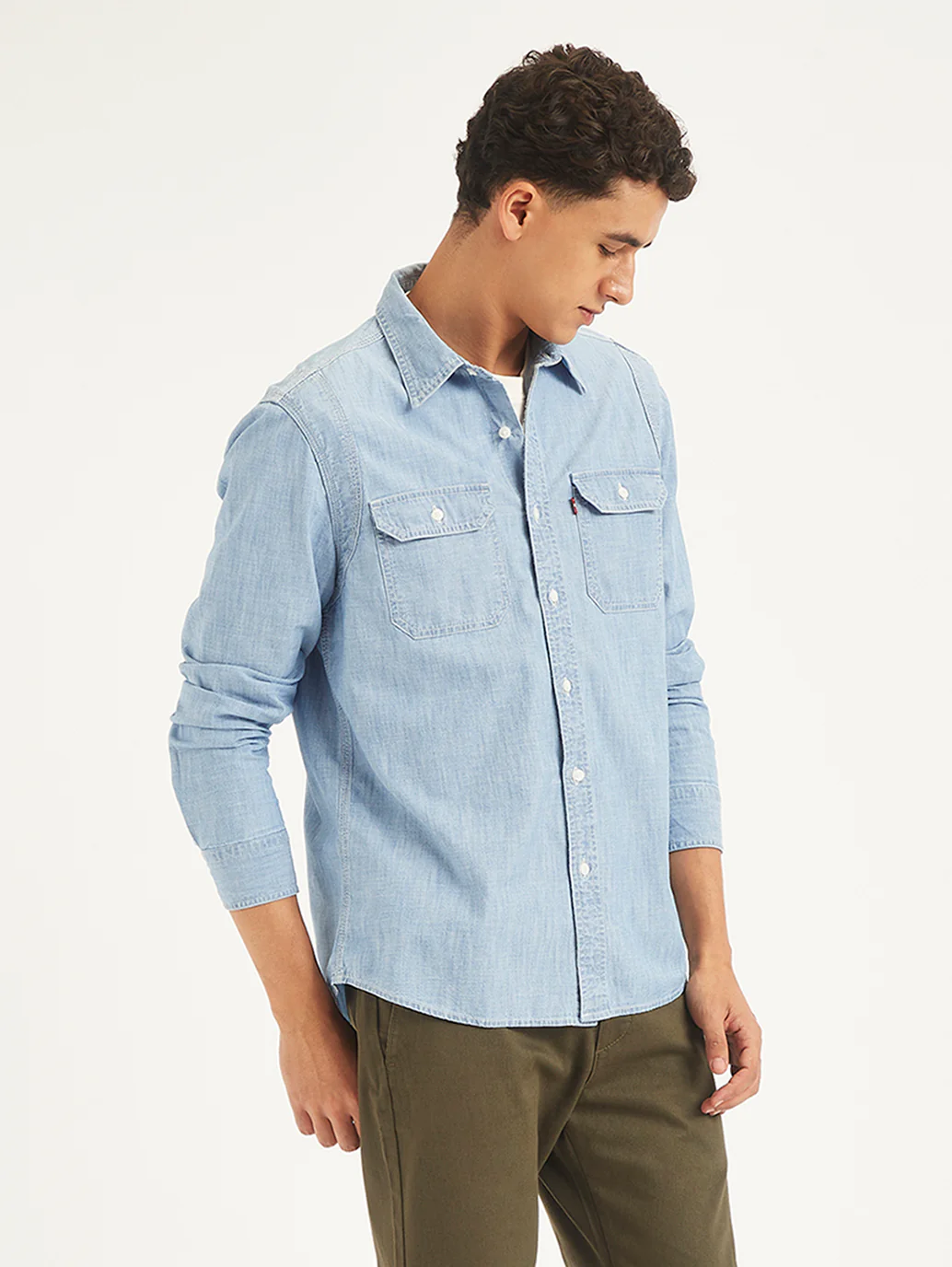Men's Solid Slim Fit Denim Shirt - Image 6