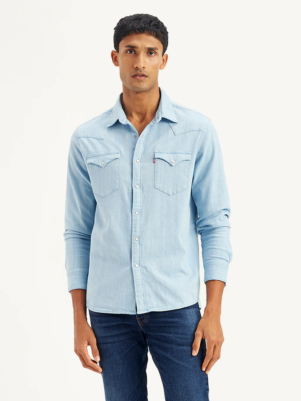 Men's Solid Slim Fit Denim Shirt - Image 2