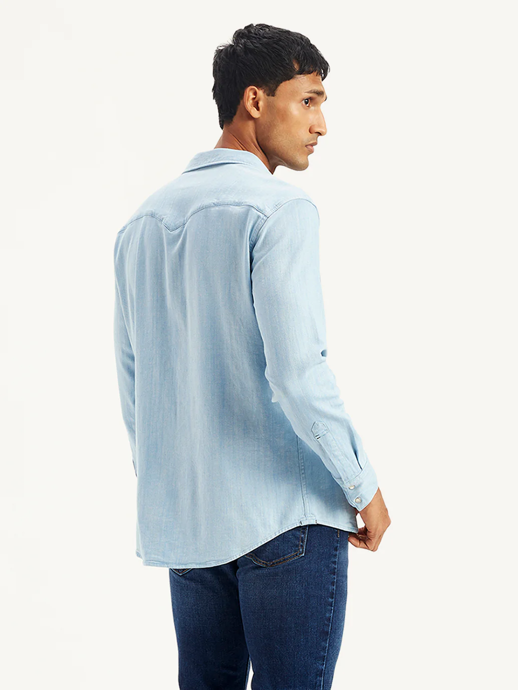 Men's Solid Slim Fit Denim Shirt - Image 3