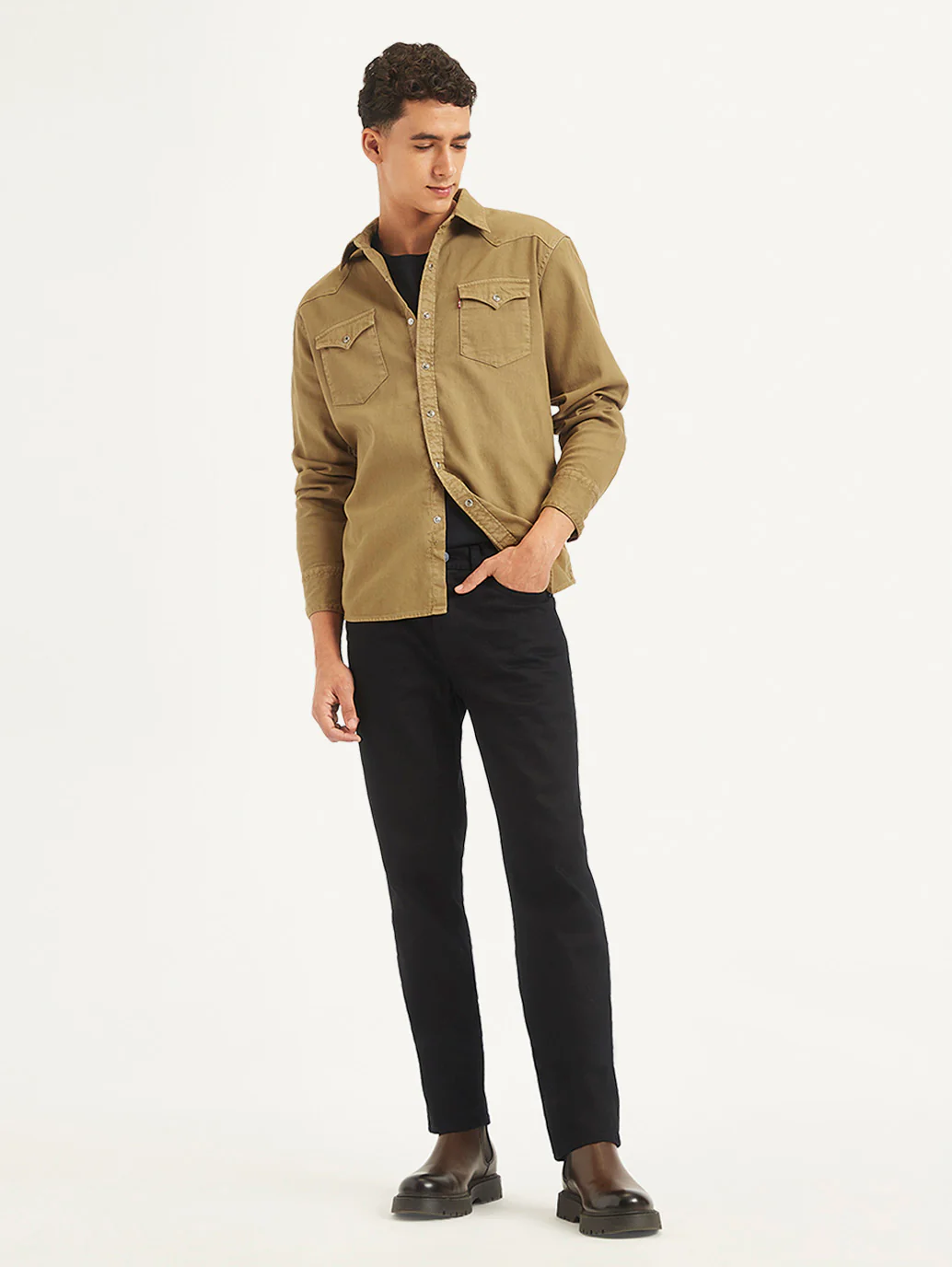 Men's Solid Slim Fit Denim Shirt - Image 2