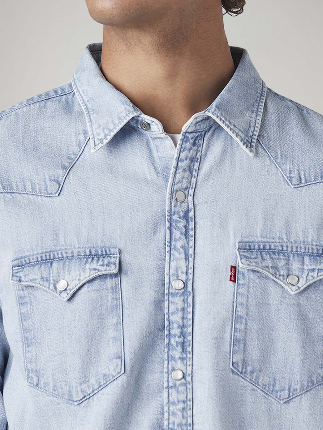 Men's Solid Slim Fit Denim Shirt - Image 4