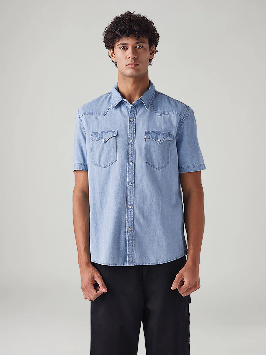 Men's Solid Slim Fit Denim Shirt - Image 2