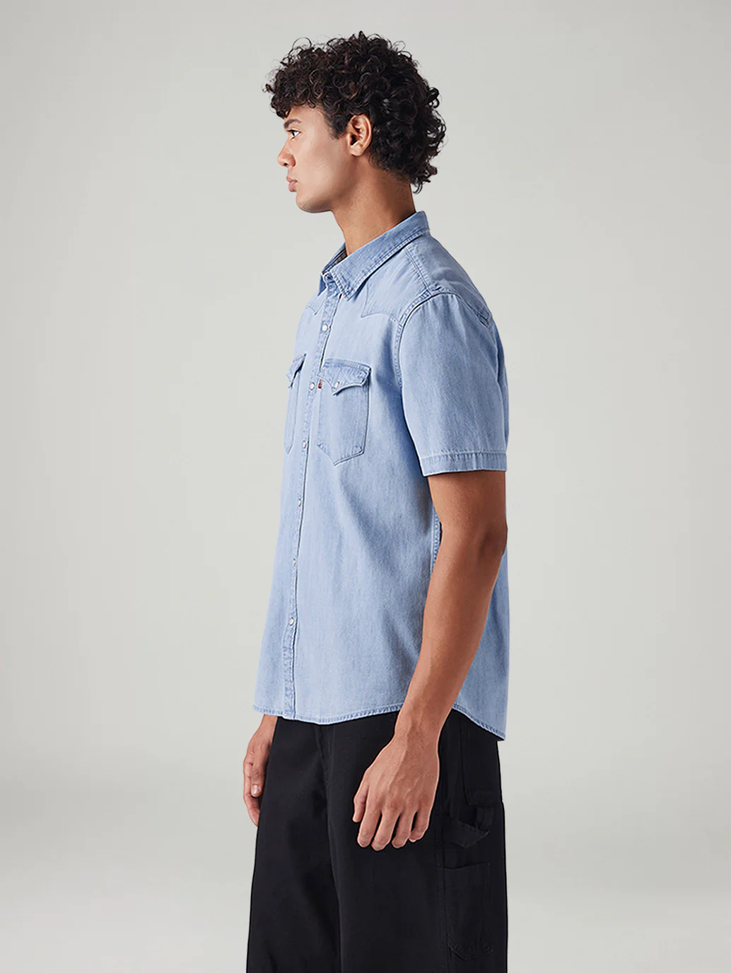 Men's Solid Slim Fit Denim Shirt - Image 5