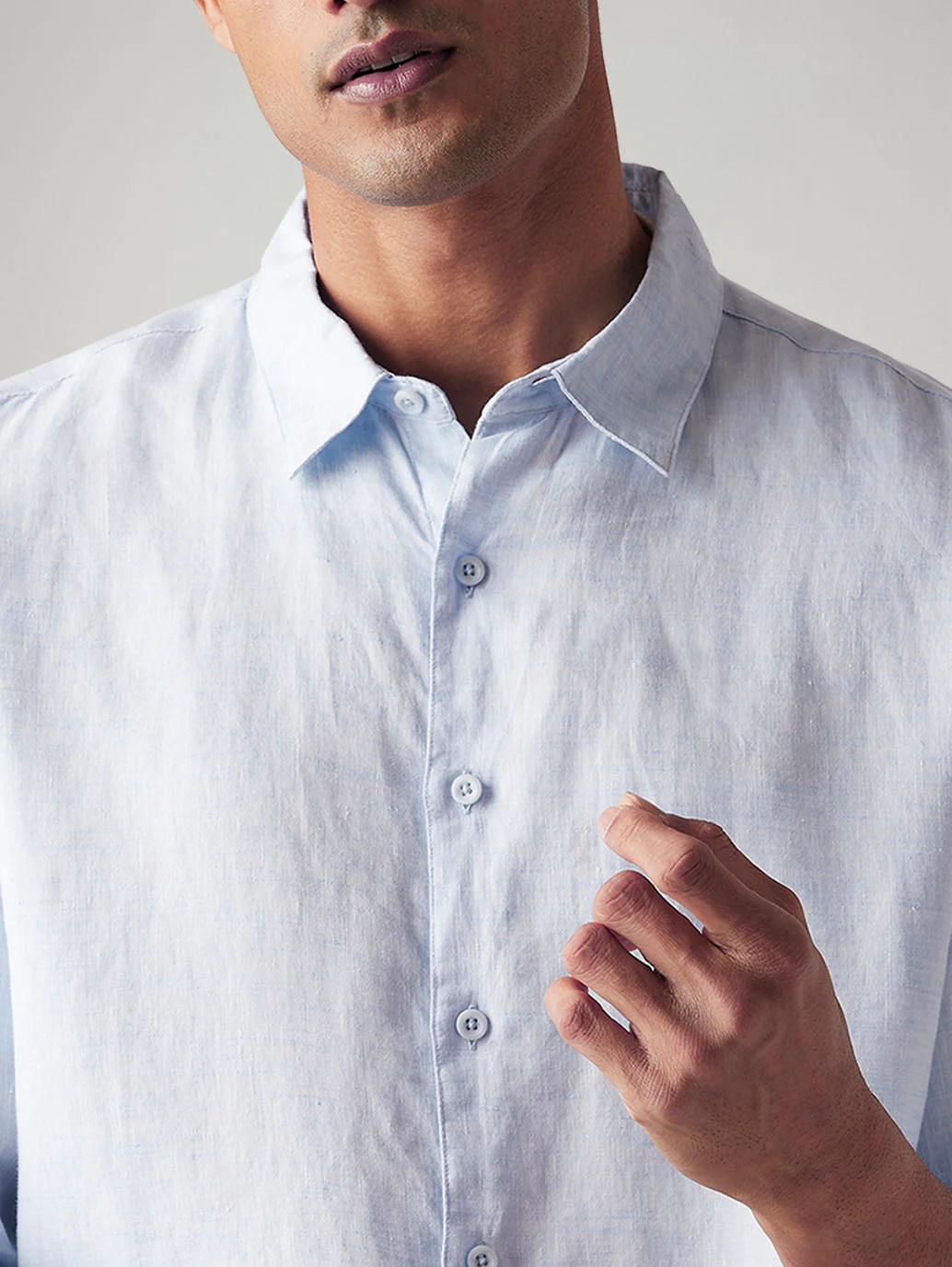 Men's Solid Slim Fit Linen Shirt - Image 4