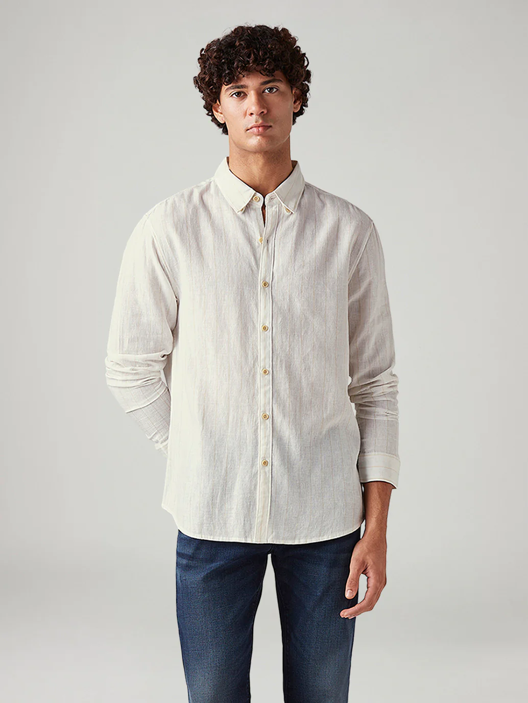 Men's Solid Slim Fit Linen Shirt - Image 2