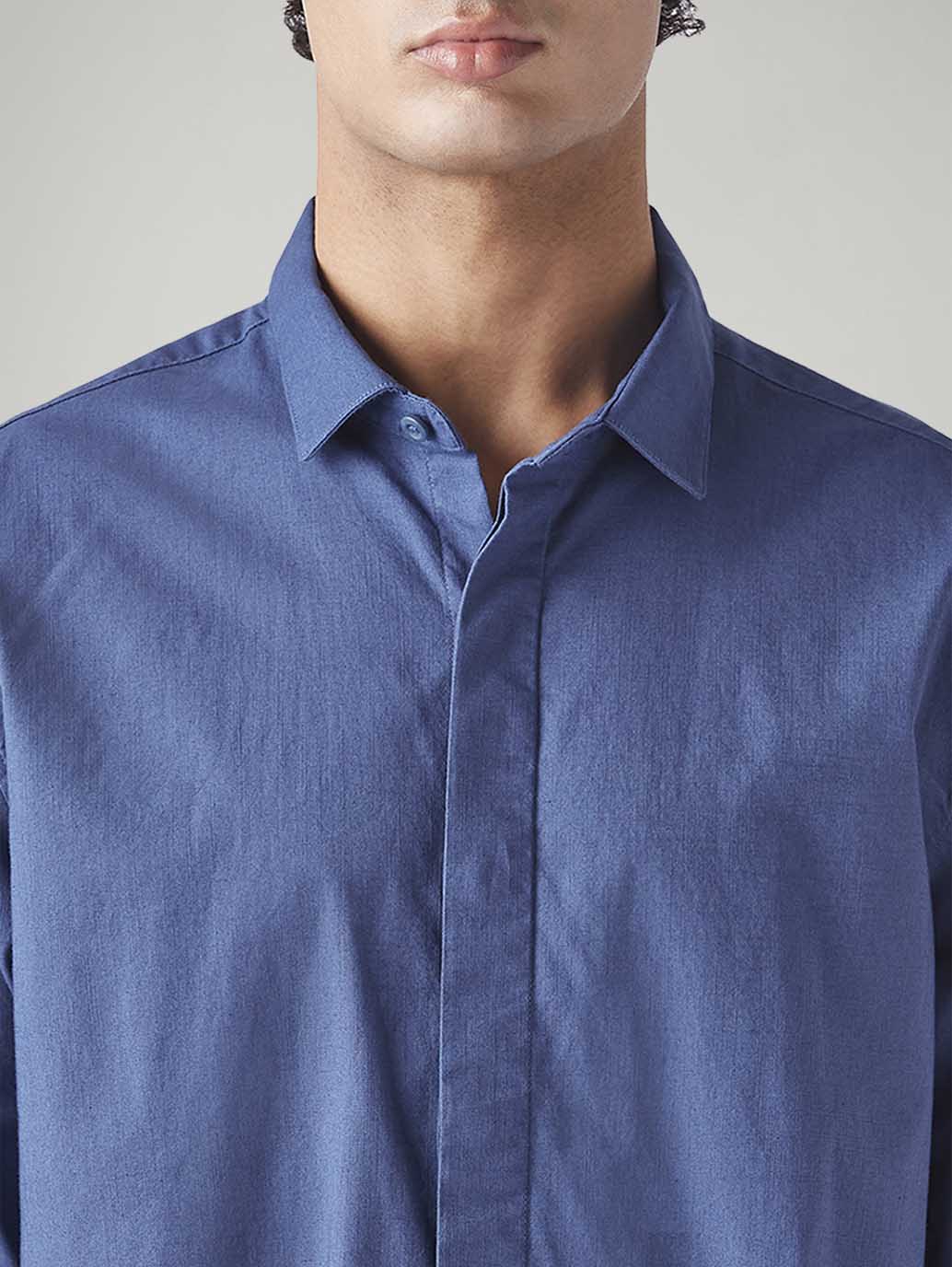 Men's Solid Slim Fit Linen Shirt - Image 4