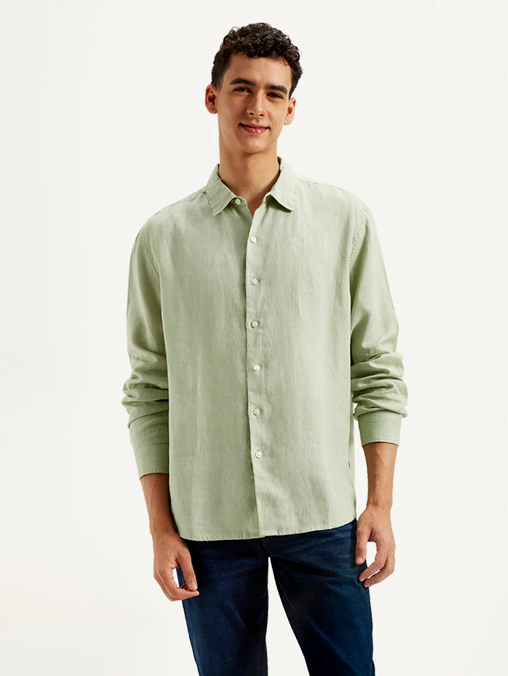 Men's Redloop Solid Slim Fit Linen Shirt - Image 2