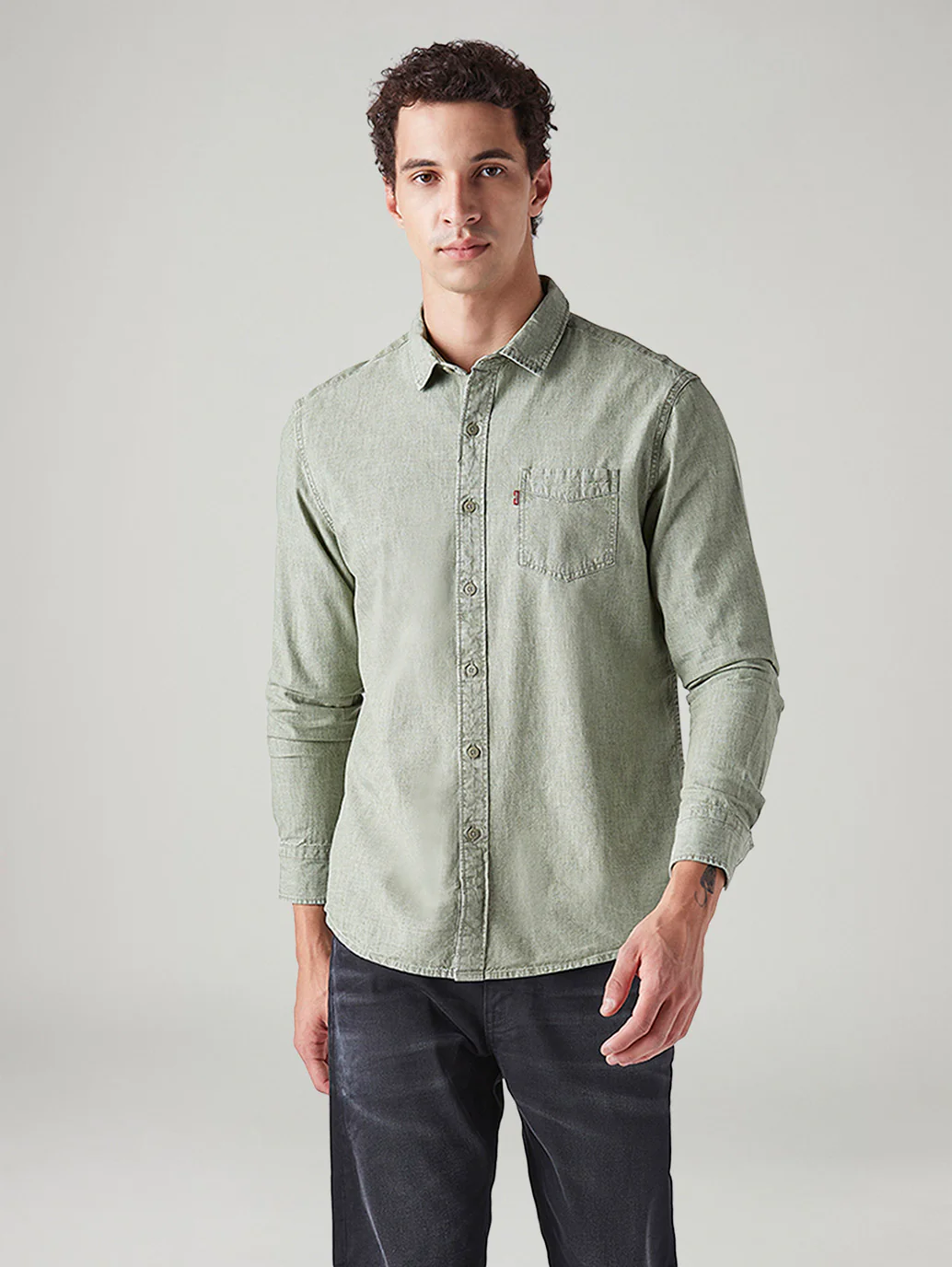 Men's Solid Slim Fit Overdyed Shirt - Image 2