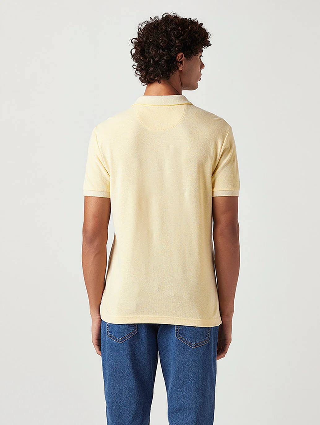 Men's Solid Slim Fit Pique Linen Polo T-Shirt - Image 3