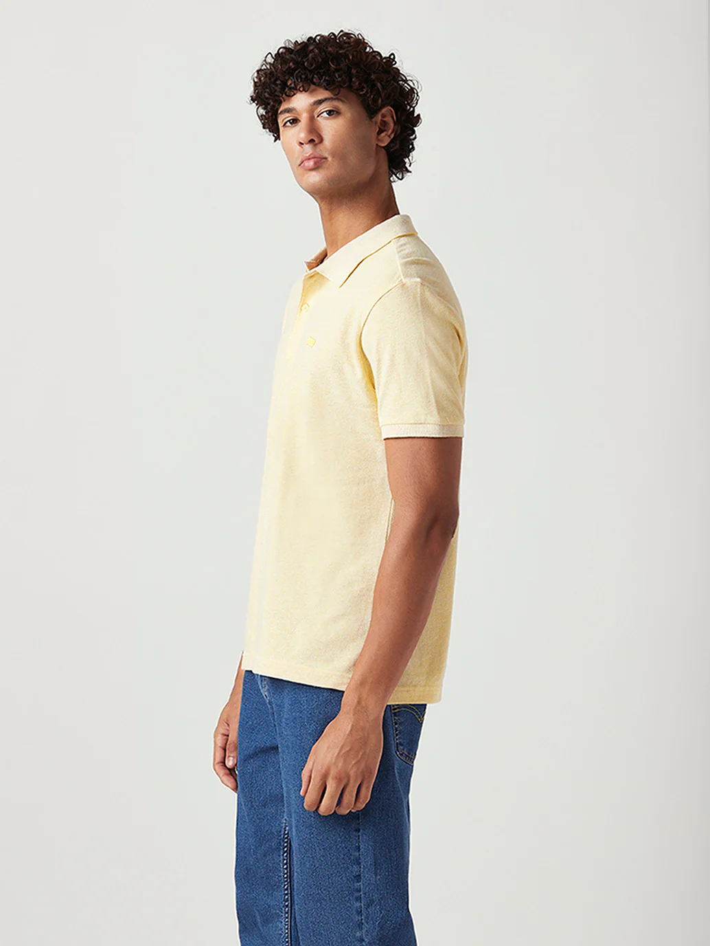 Men's Solid Slim Fit Pique Linen Polo T-Shirt - Image 5