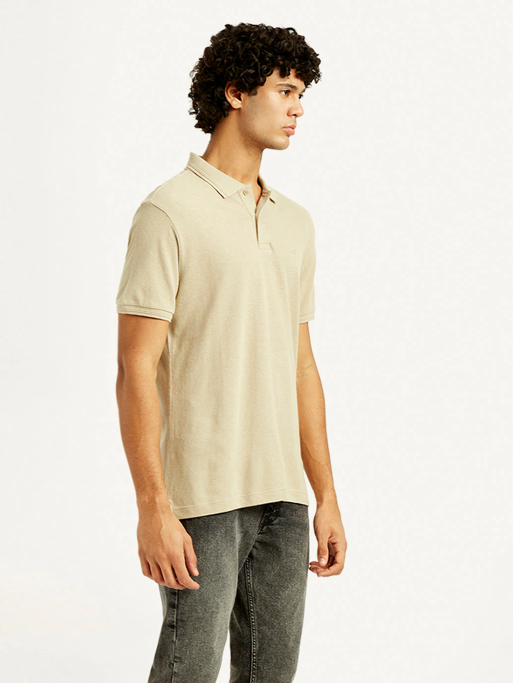 Men's Solid Slim Fit Polo Linen T-Shirt - Image 4