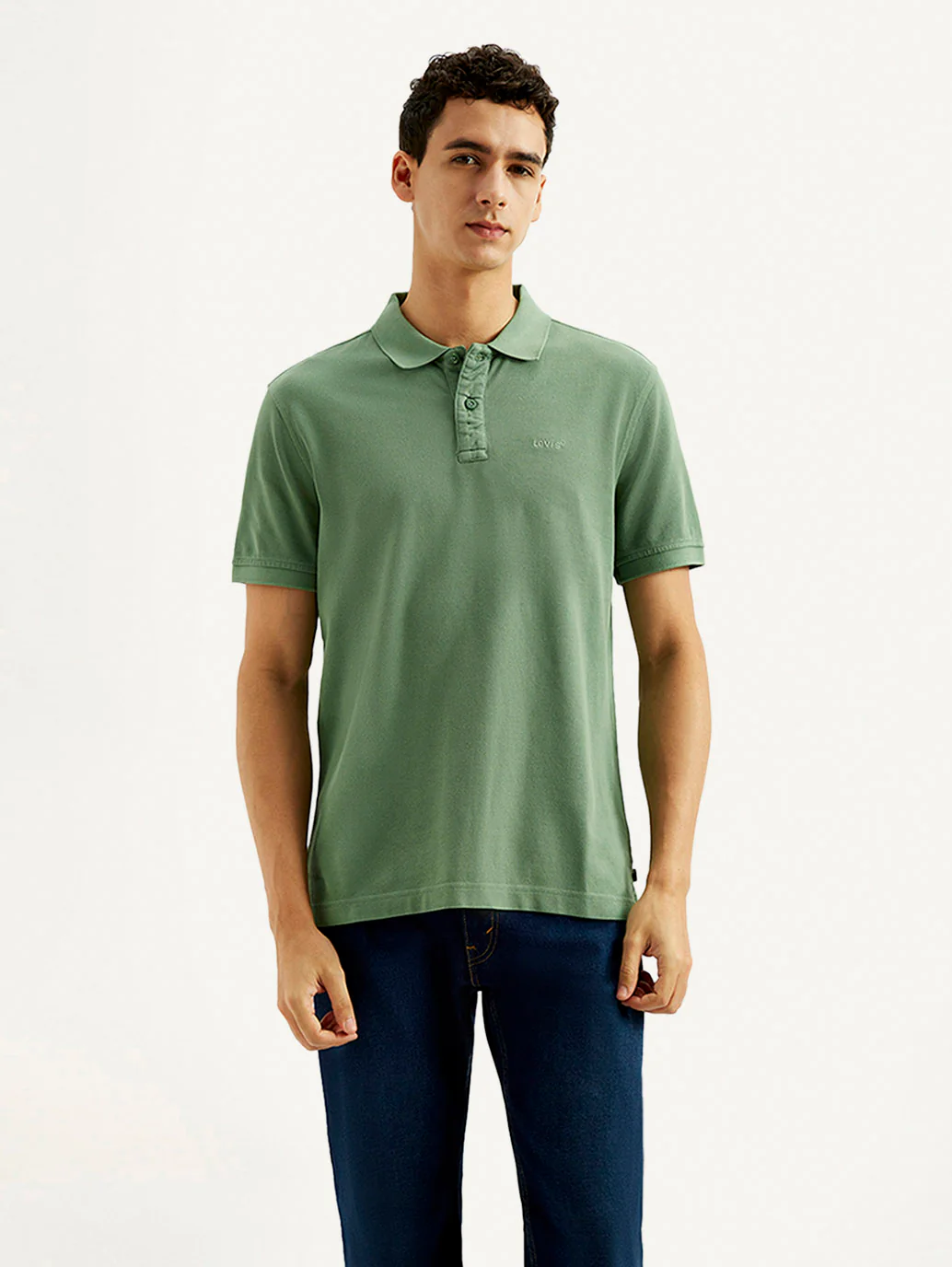 Men's Solid Overdyed Slim Fit Polo T-shirt - Image 6