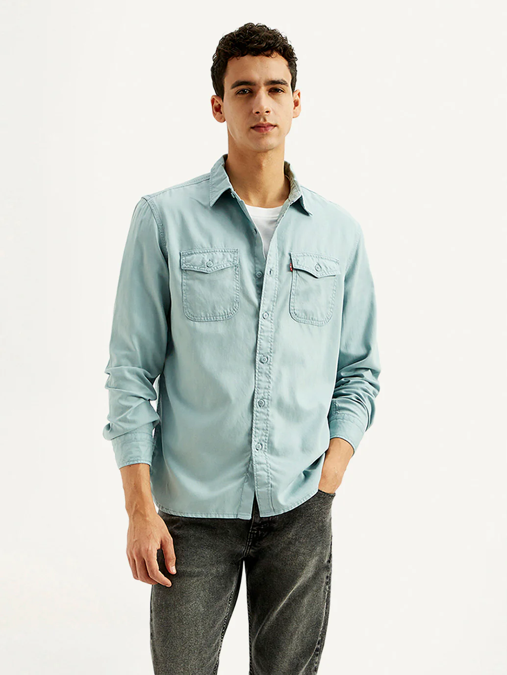 Men's Solid Slim Fit Overdyed Overshirt - Image 2