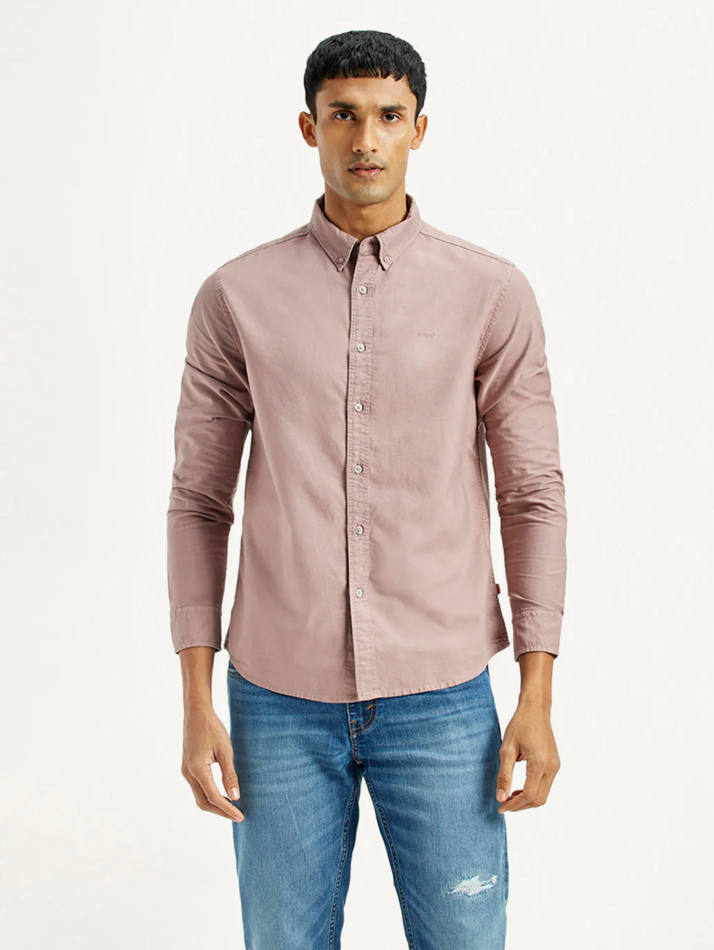 Men's Solid Overdyed Slim Fit Oxford Shirt - Image 5