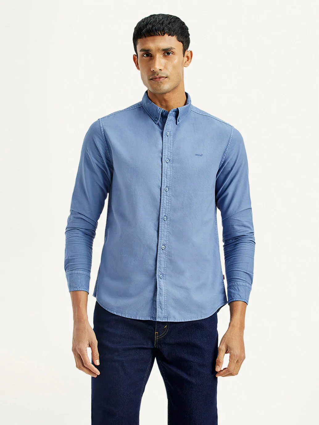 Men's Solid Overdyed Slim Fit Oxford Shirt