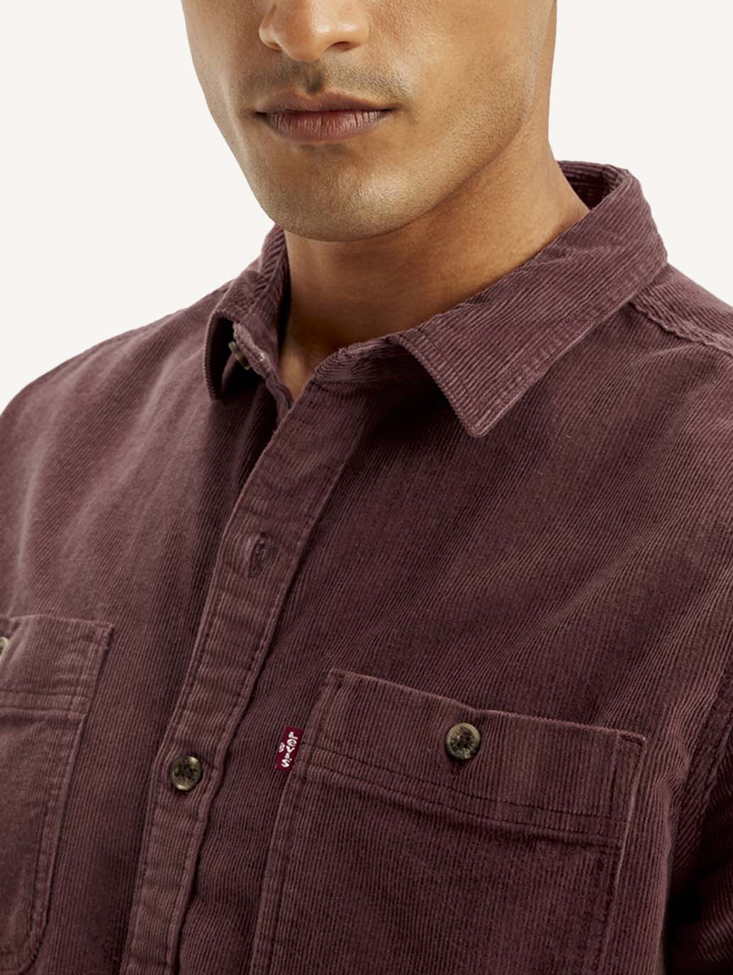 Men's Solid Slim Fit Corduroy Shirt - Image 4
