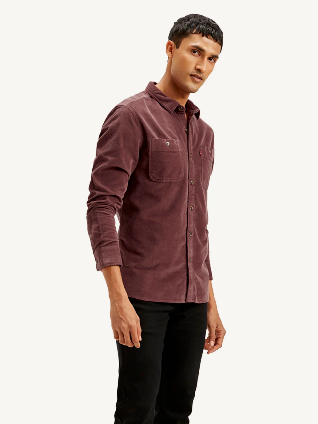 Men's Solid Slim Fit Corduroy Shirt - Image 5