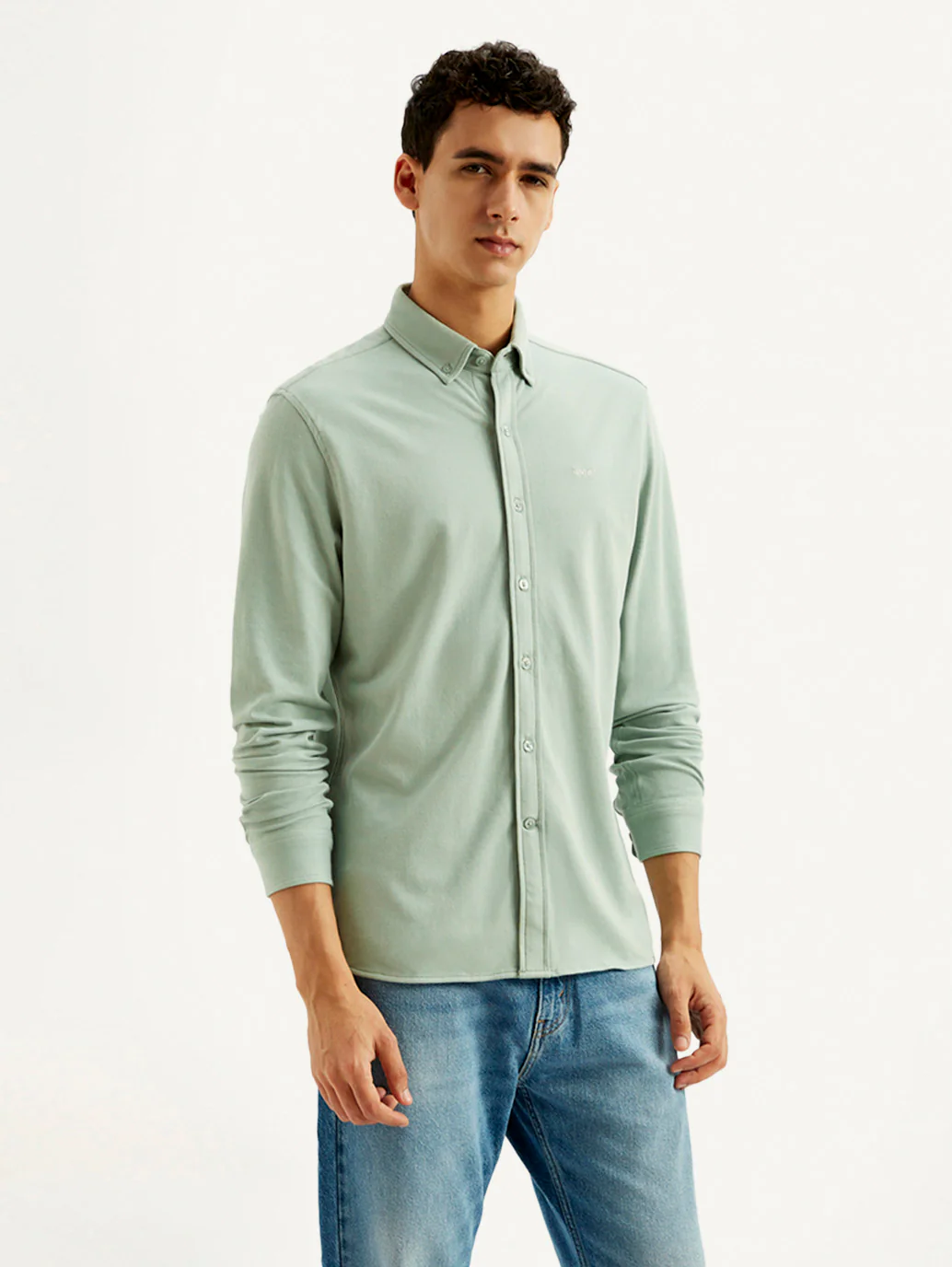 Men's Solid Slim Fit Knit Shirt - Image 5