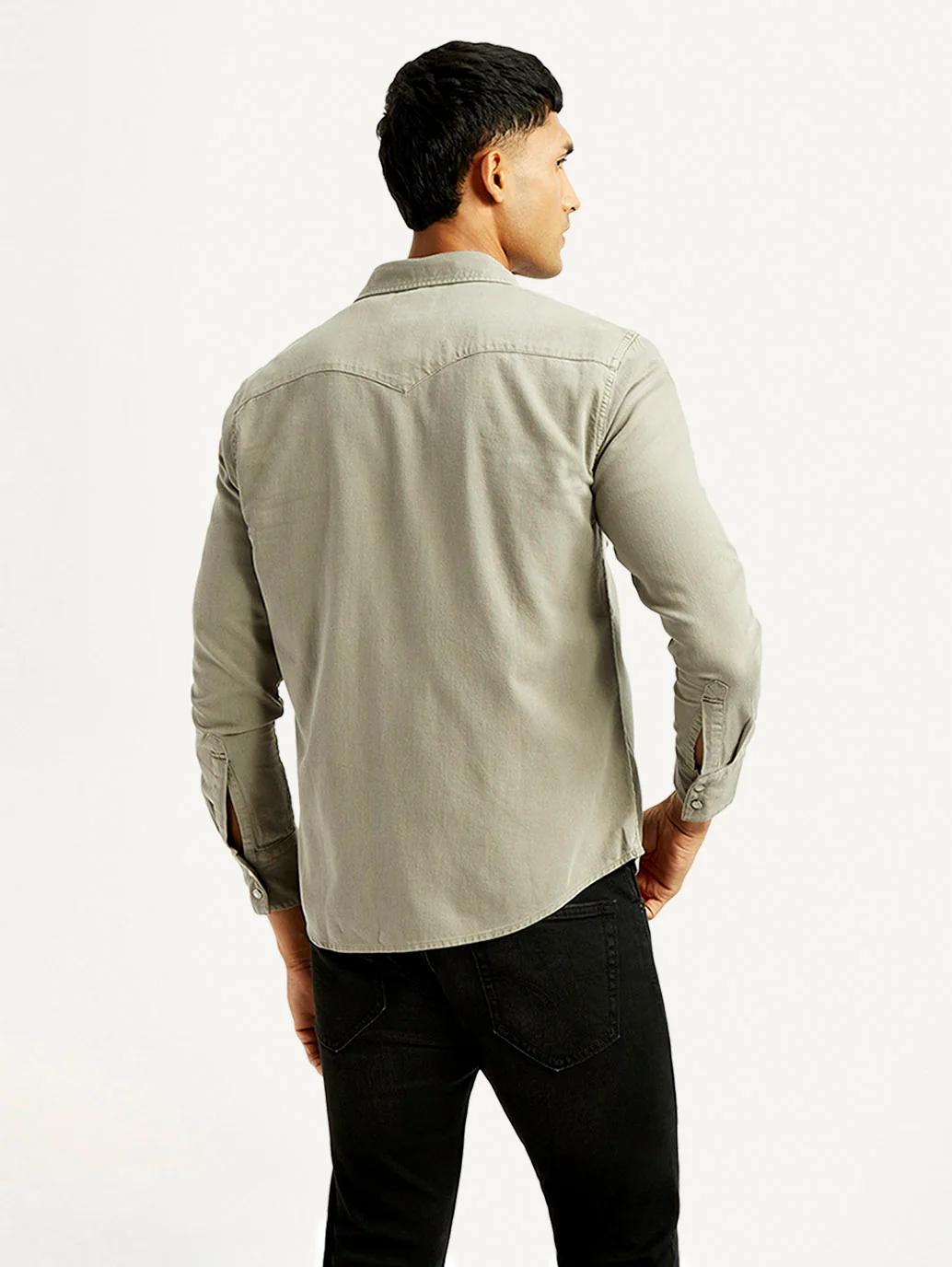 Men's Solid Overdyed Slim Fit Shirt - Image 4