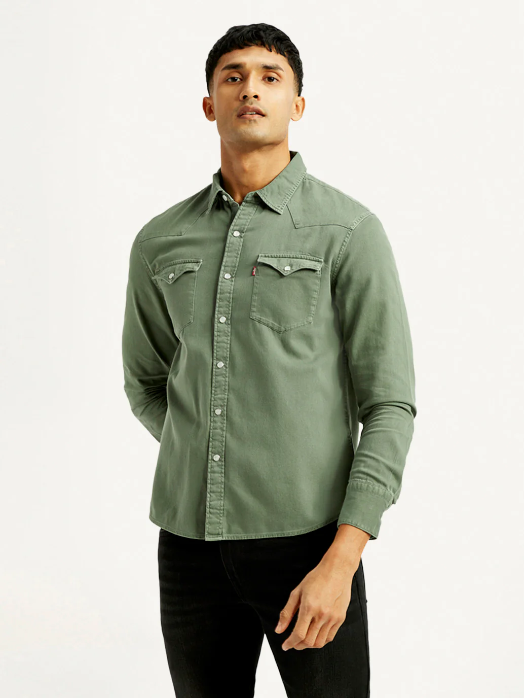Men's Solid Overdyed Slim Fit Shirt - Image 3