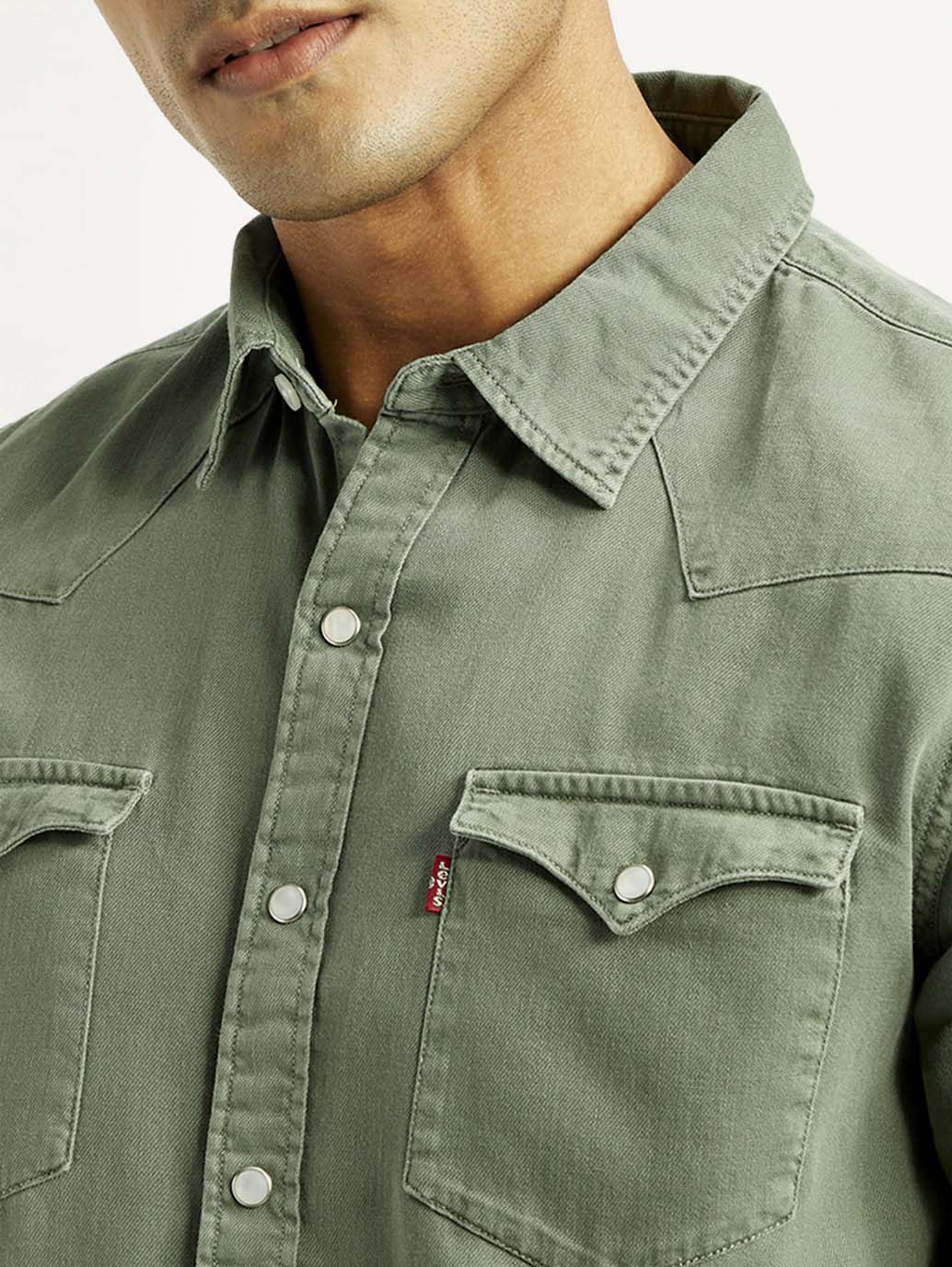 Men's Solid Overdyed Slim Fit Shirt - Image 5