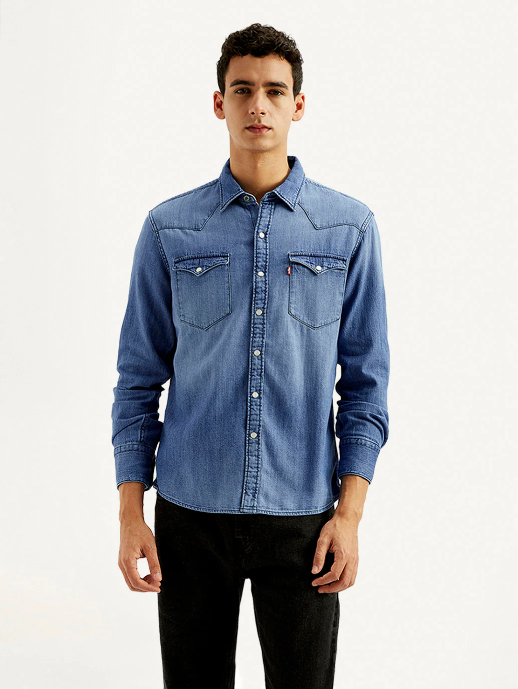 Men's Solid Slim Fit Denim Shirt