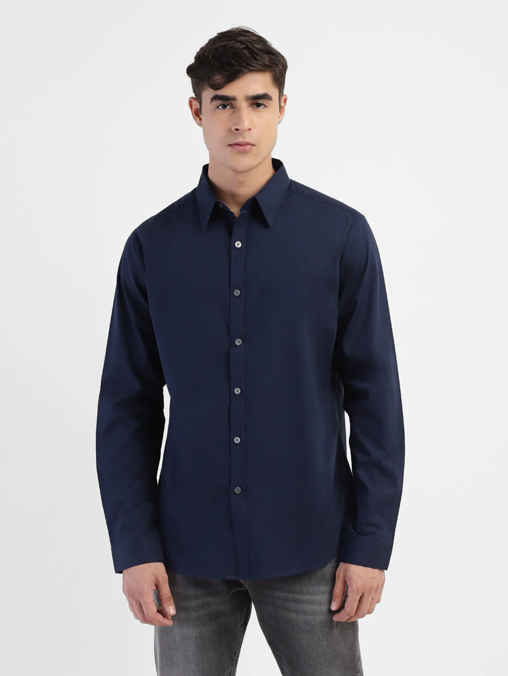 Men's Solid Spread Collar Shirt - Image 2