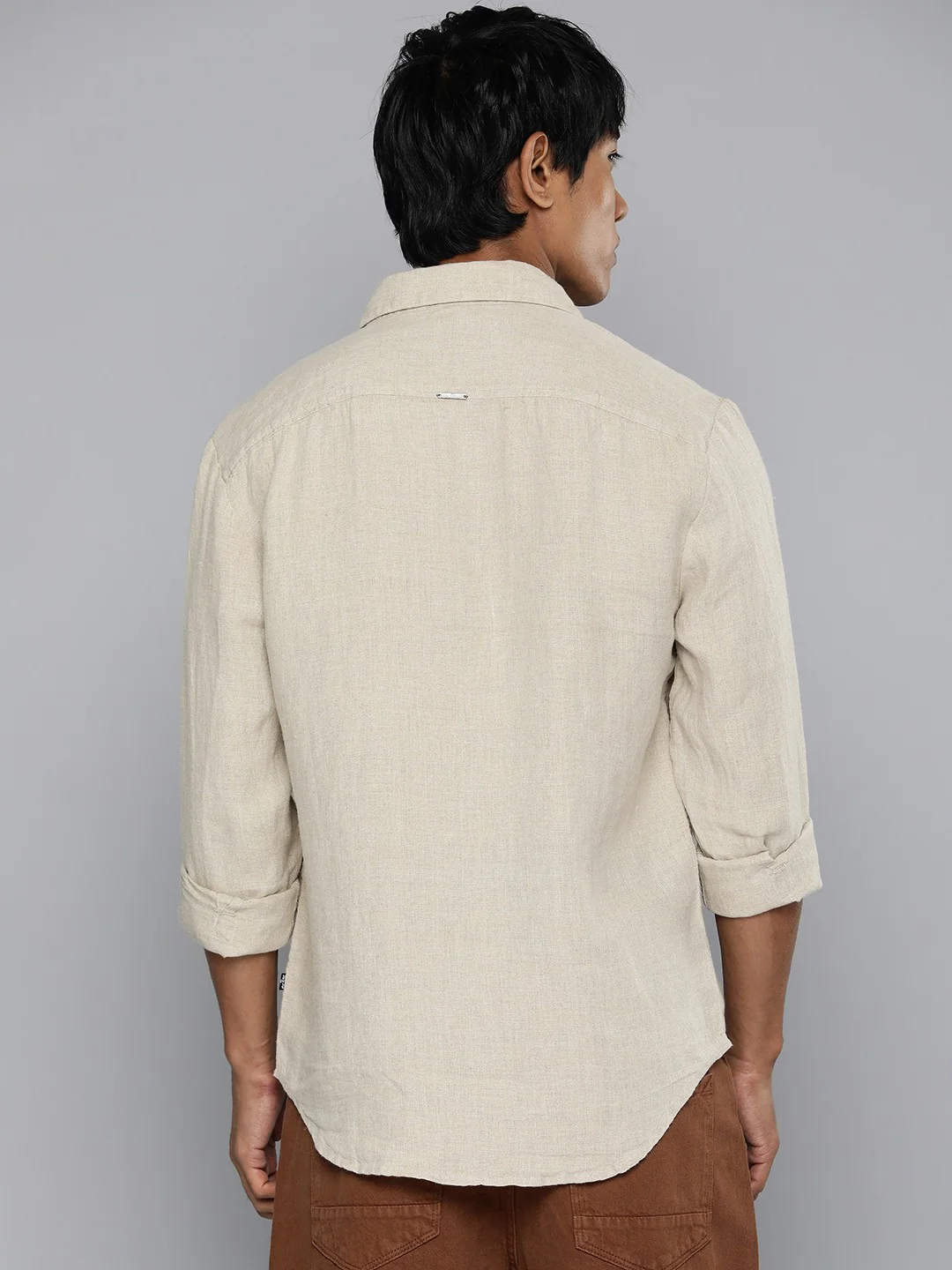 Men's Redloop Solid Slim Fit Linen Shirt - Image 3