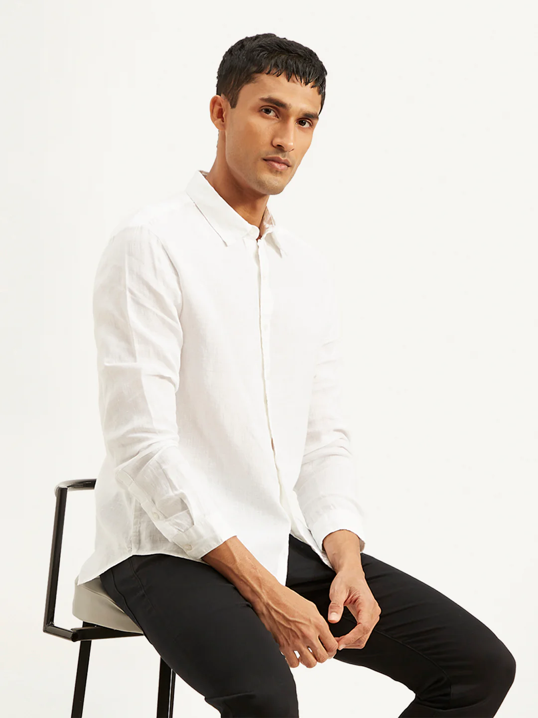 Men's Redloop Solid Slim Fit Linen Shirt