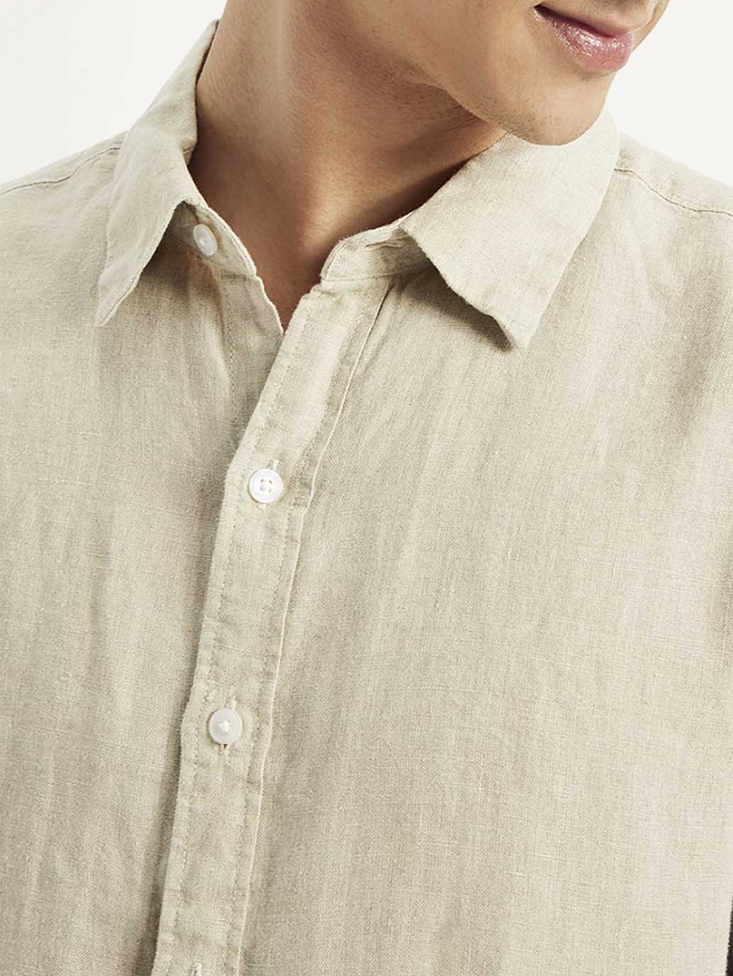 Men's Redloop Solid Slim Fit Linen Shirt - Image 3