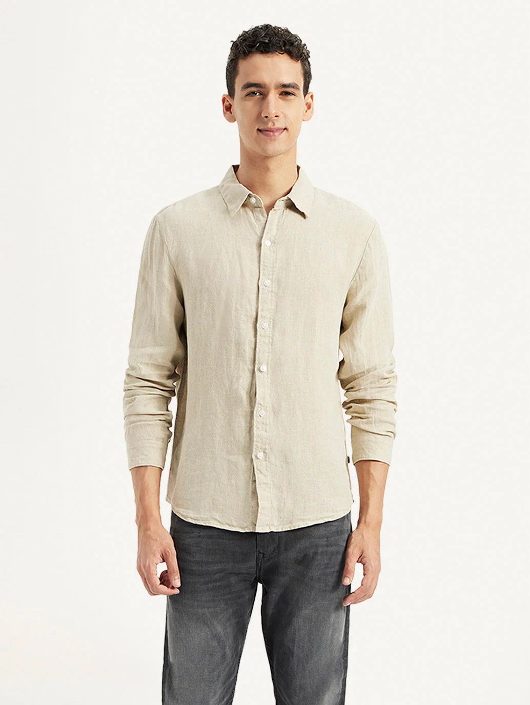 Men's Redloop Solid Slim Fit Linen Shirt - Image 5