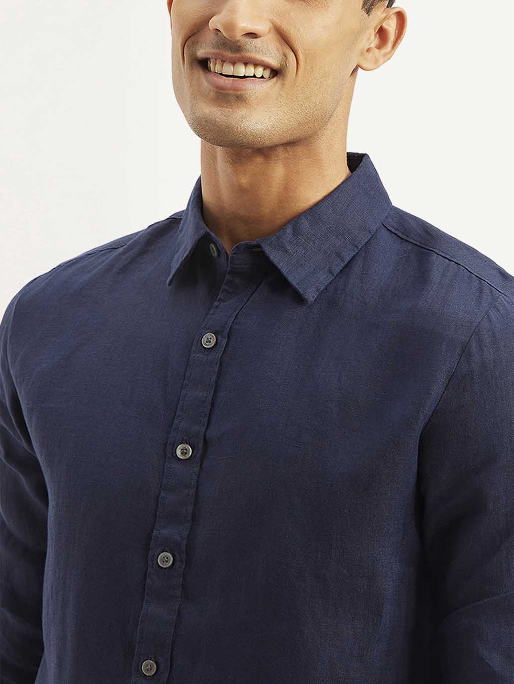 Men's Redloop Solid Slim Fit Linen Shirt - Image 3