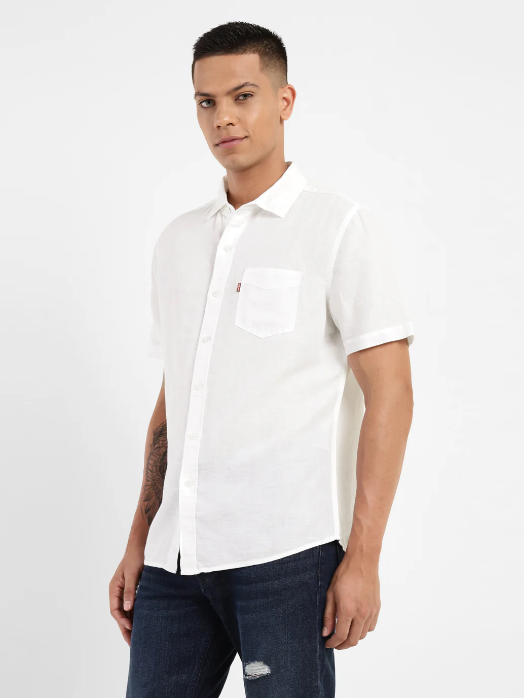 Men's Solid Slim Fit Linen Shirt - Image 4