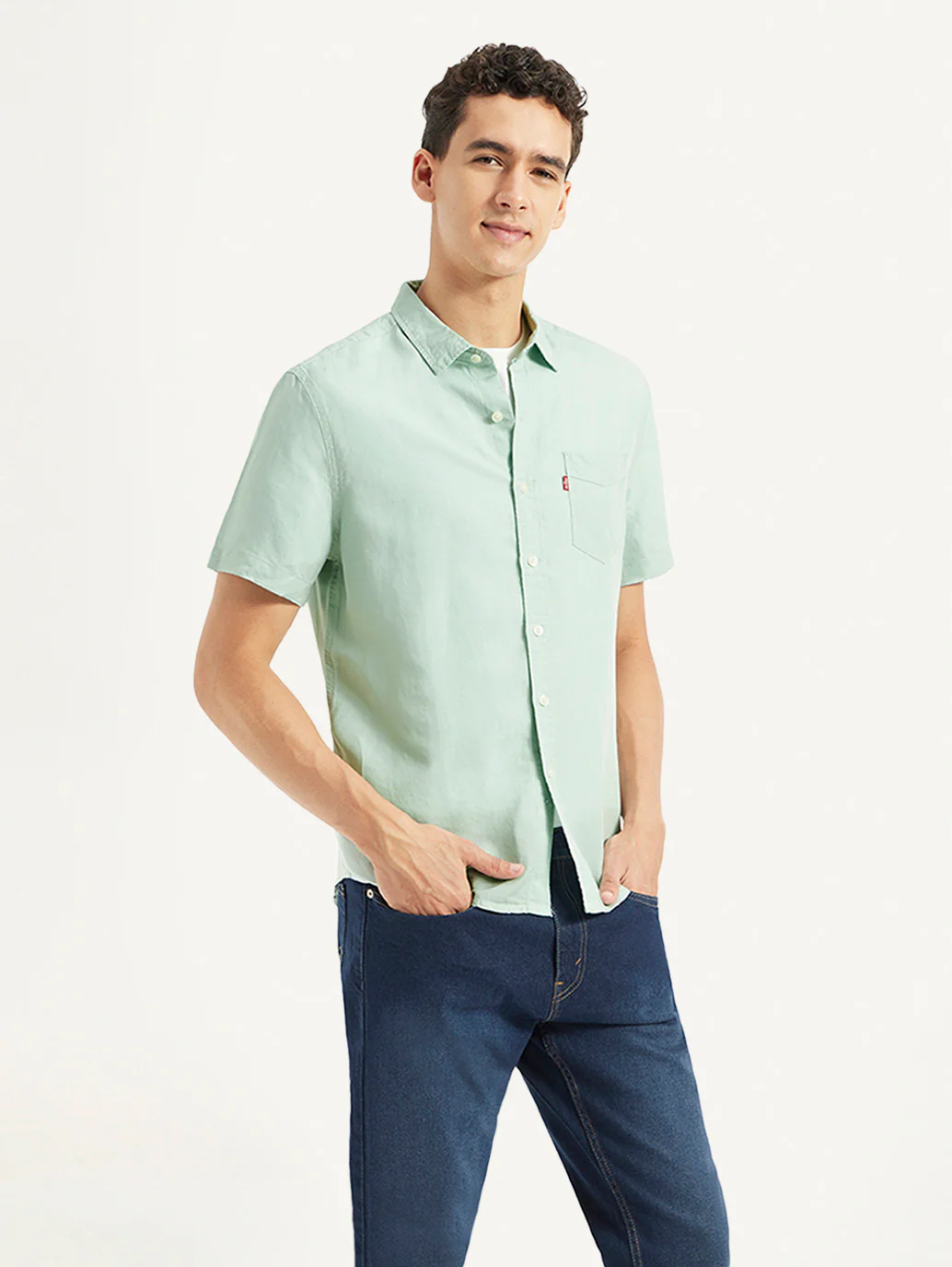 Men's Solid Slim Fit Linen Shirt - Image 4
